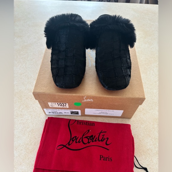 Christian Louboutin Shoes - Christian Louboutin Black Fur Women's Slippers
